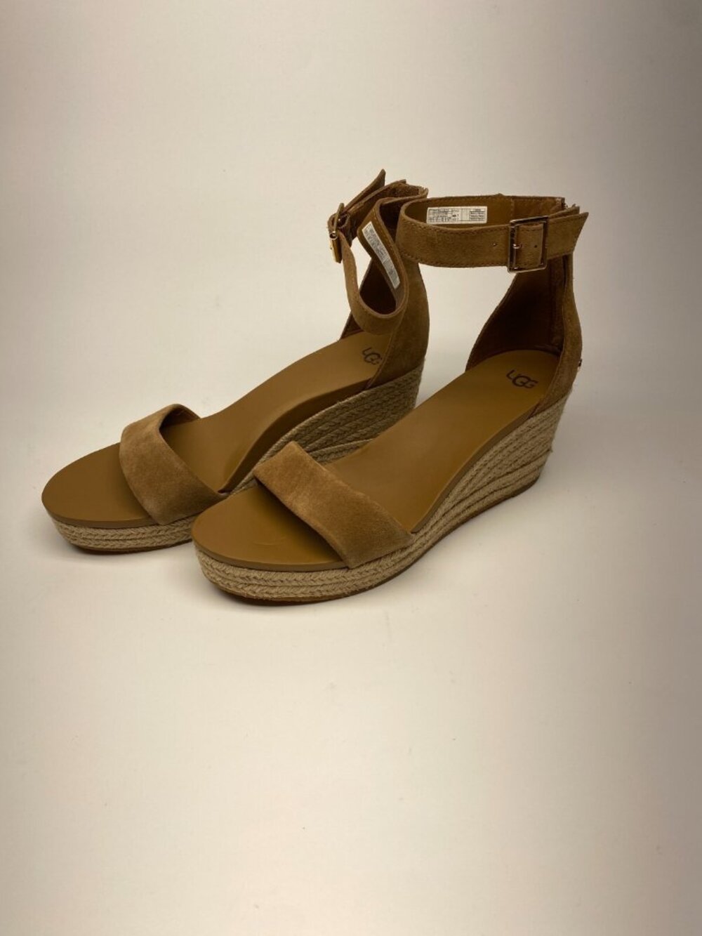 UGG Womens Aylani Brown Suede Espadrille  Wedge Strap Sandal Sz 11